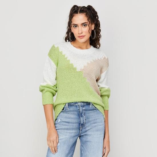 fame forever women colourblocked sweater