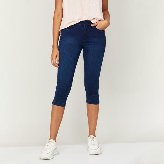 fame forever women dark washed skinny fit cropped jeans