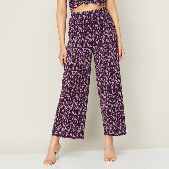 fame forever women printed elasticated trousers