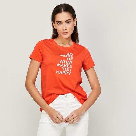 fame forever women printed round neck t-shirt