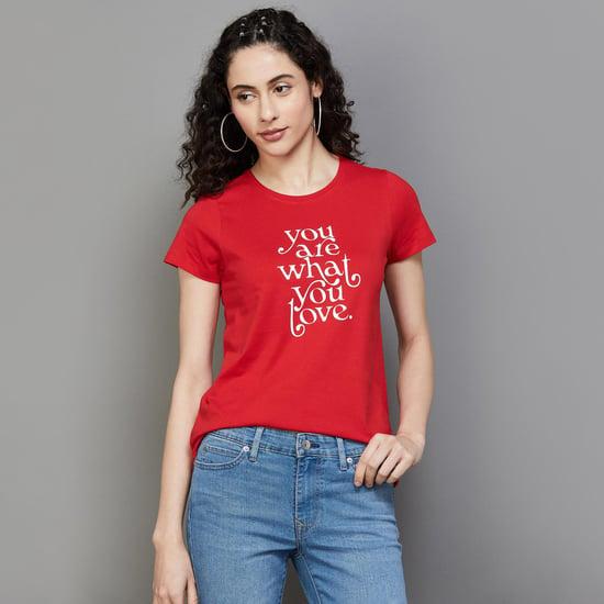 fame forever women printed round neck t-shirt