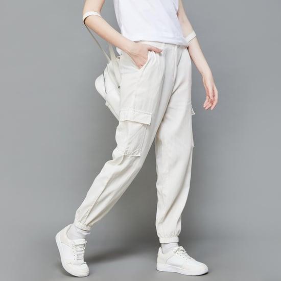 fame forever women solid cargo joggers