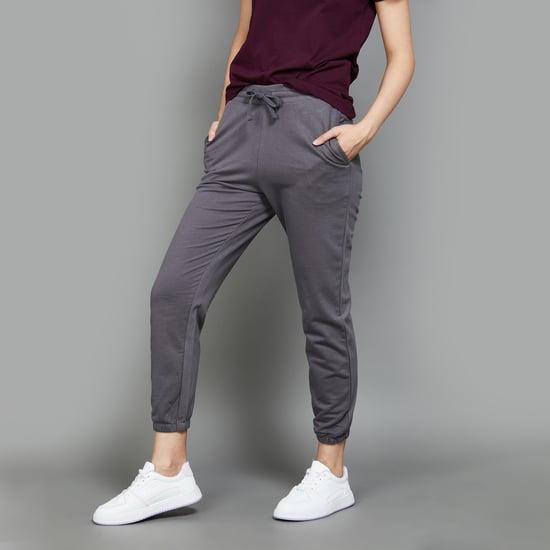fame forever women solid cropped joggers
