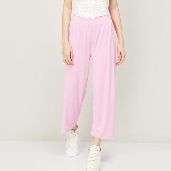 fame forever women solid elasticated culottes