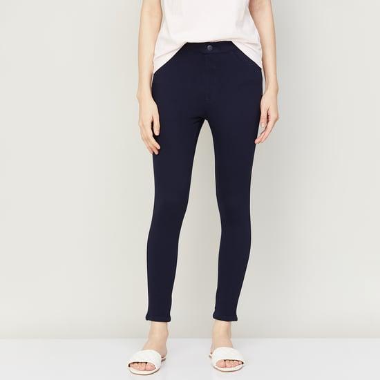 fame forever women solid knit trousers