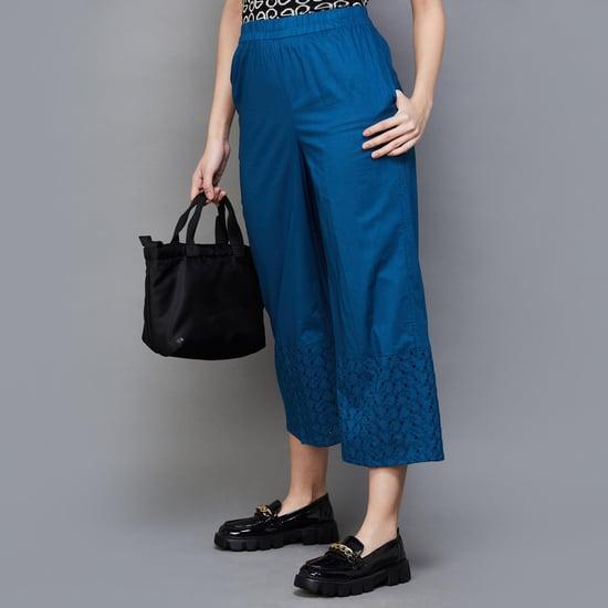 fame forever women solid wide leg pants