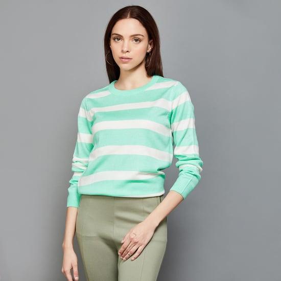 fame forever women striped pullover sweater