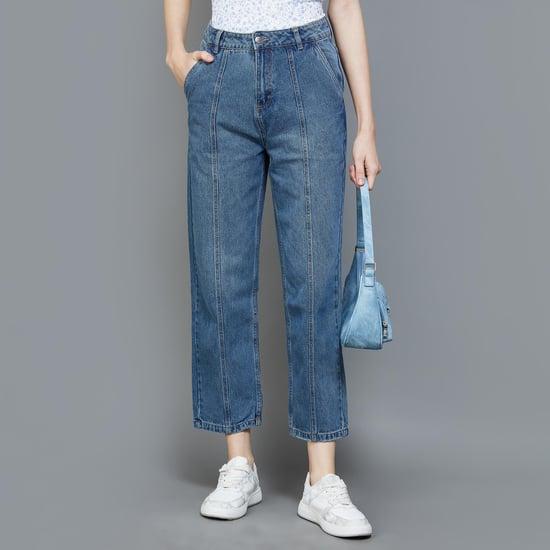 fame forever women washed panelled jeans
