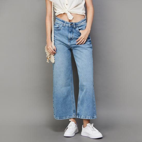 fame forever women washed wide leg jeans