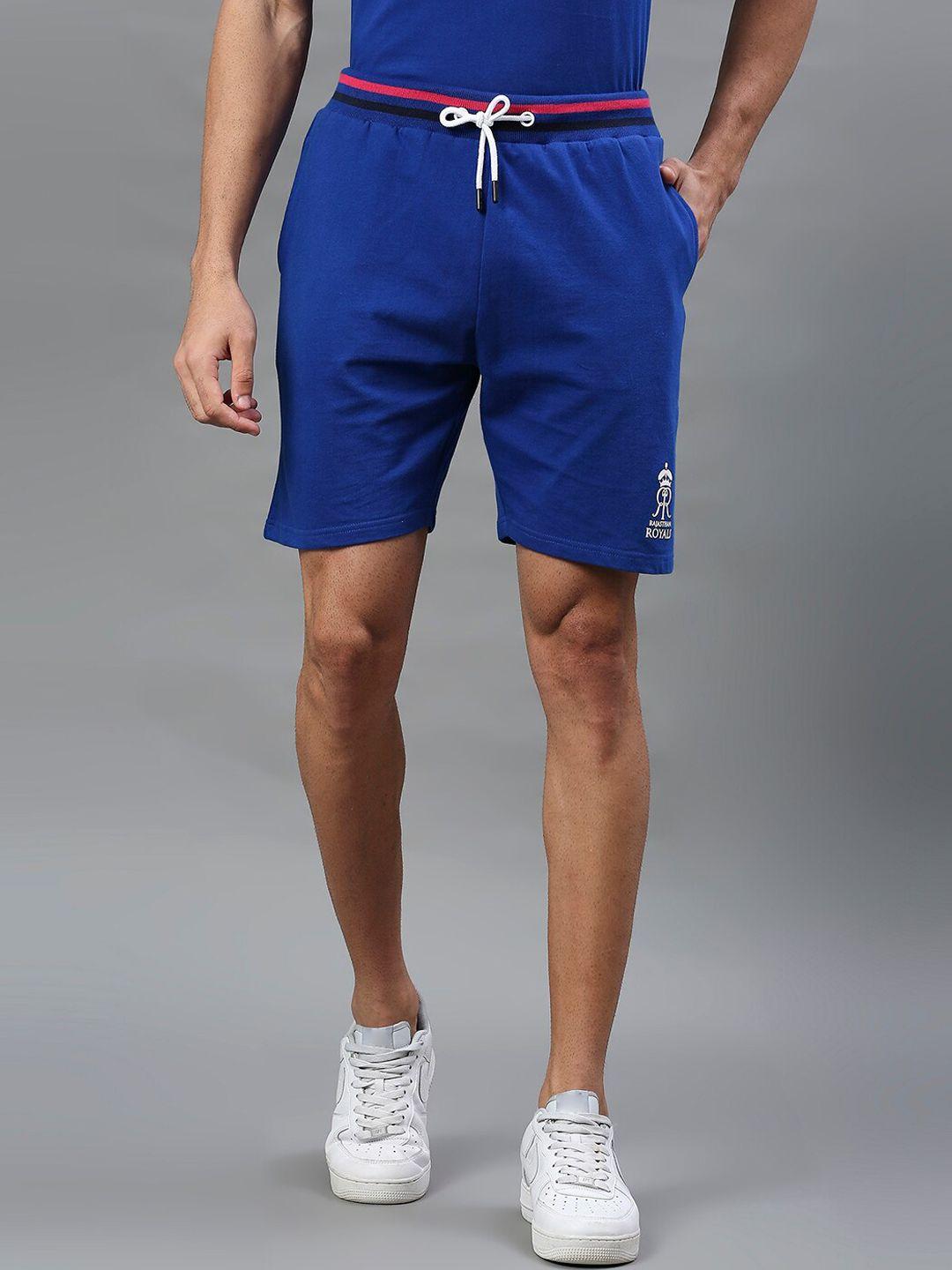 fancode men mid-rise rajasthan royals logo printed sports shorts