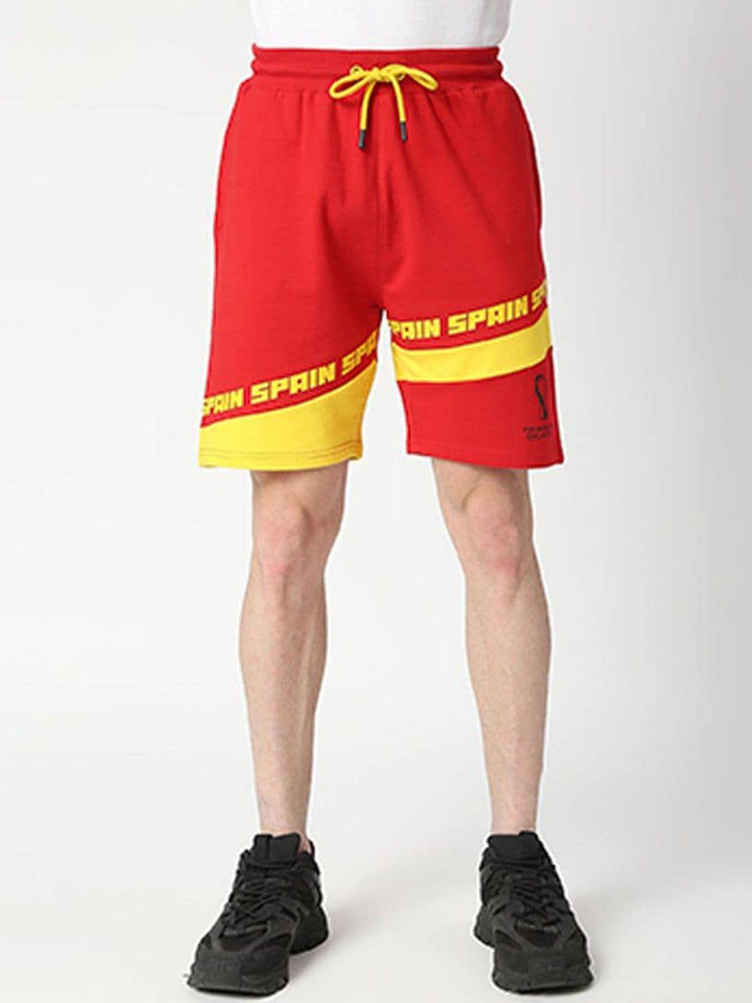 fancode men red printed shorts