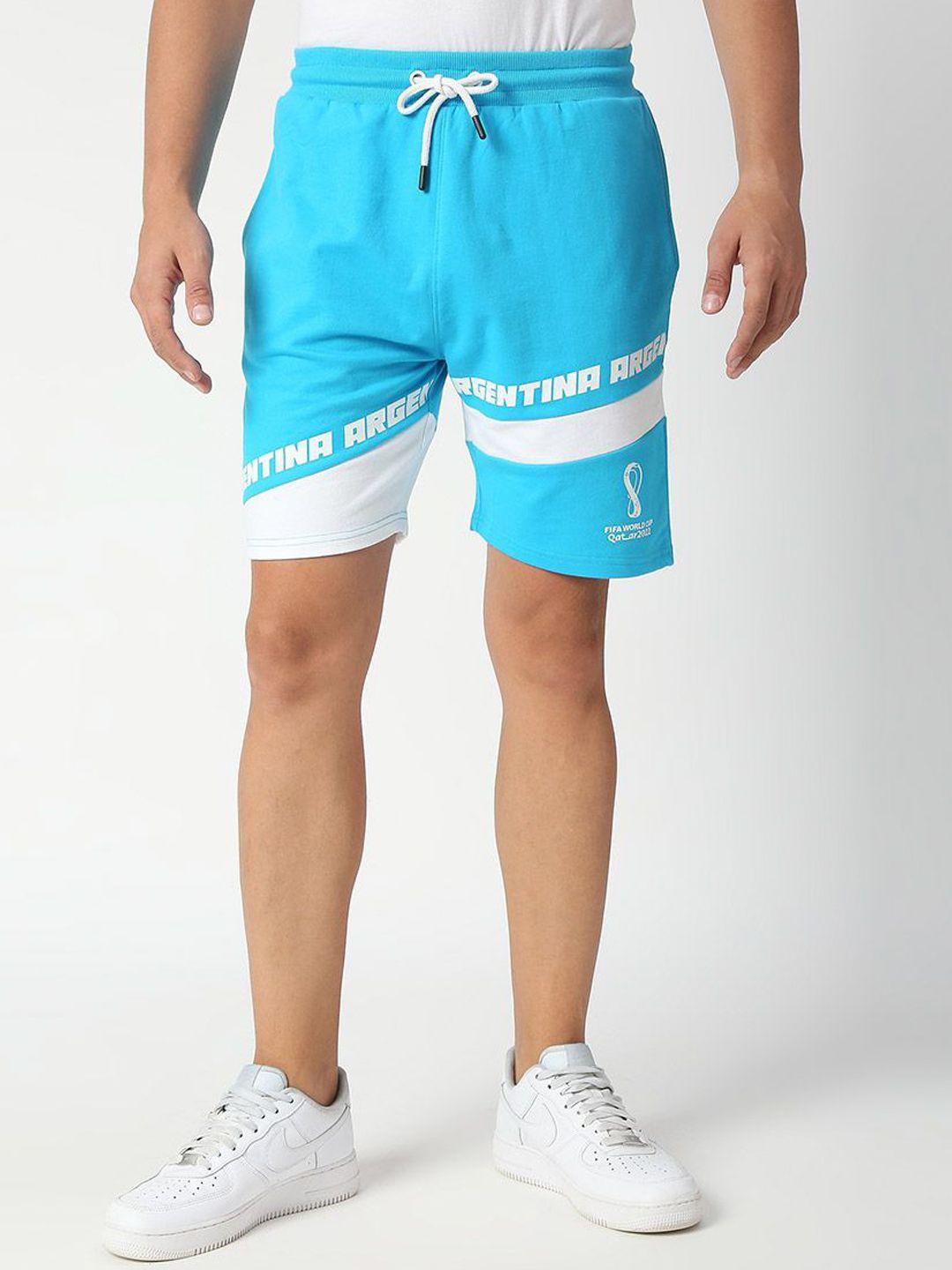 fancode men turquoise blue colourblocked technology shorts