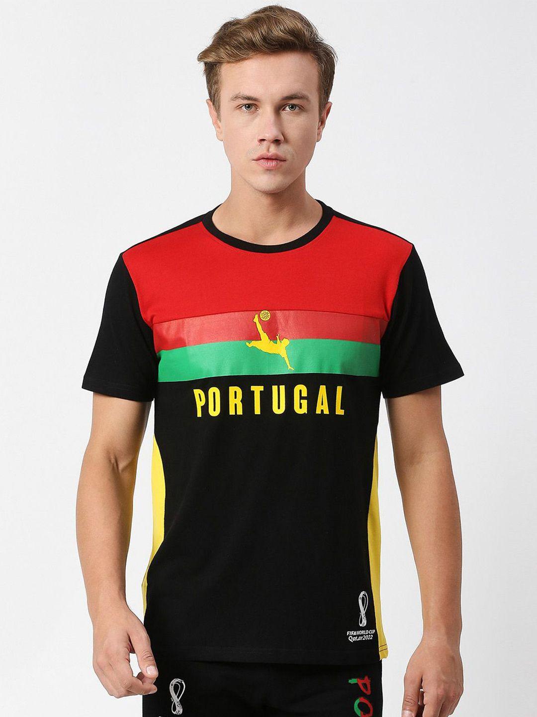 fancode portugal fifa world-cup colourblocked cotton bio finish t-shirt