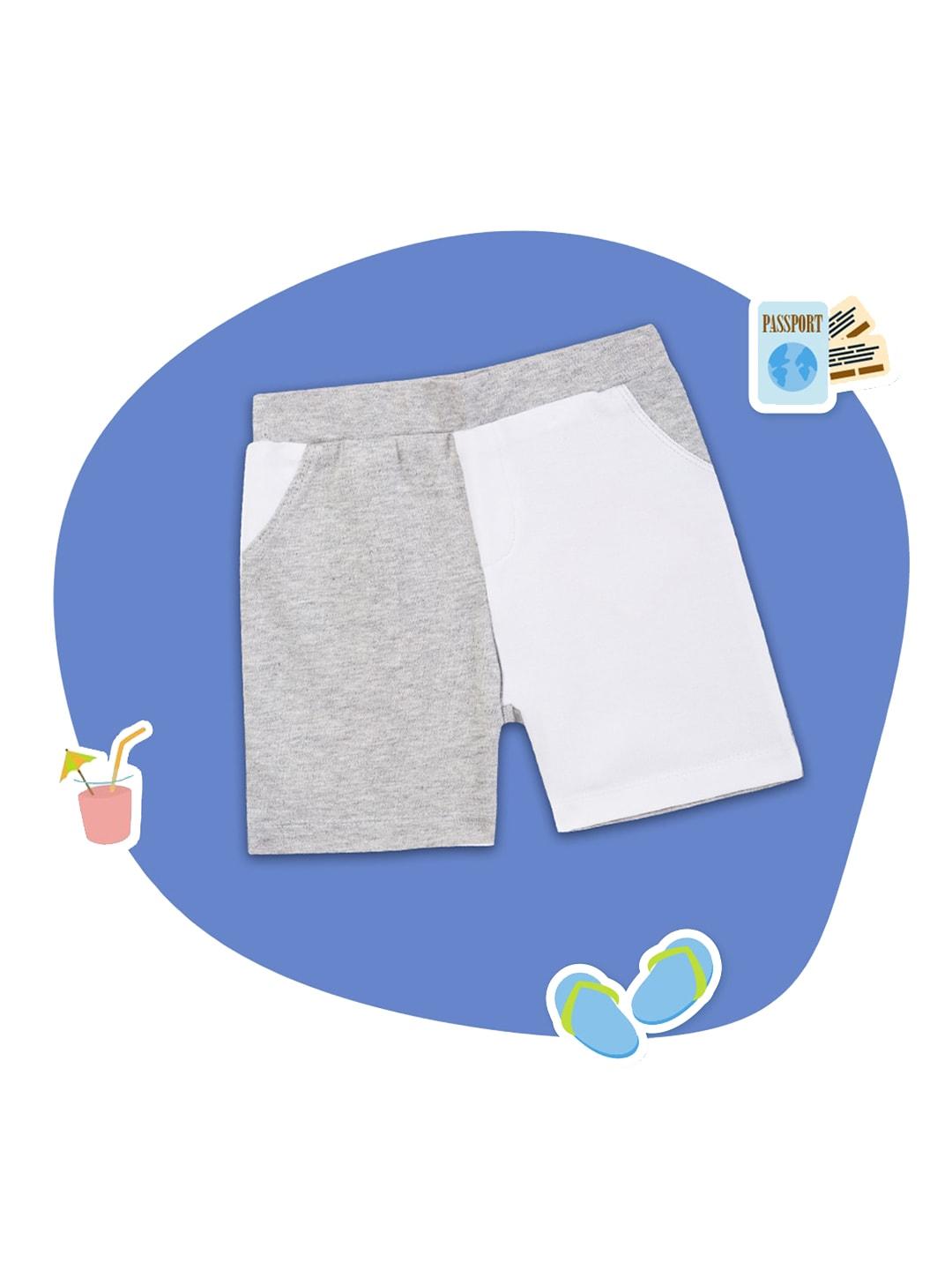 fancy fluff infant boys colourblocked pure cotton regular fit shorts