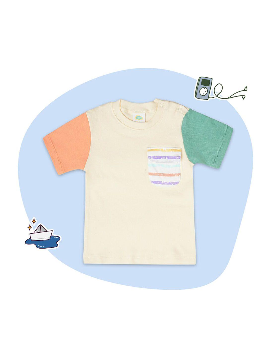 fancy fluff infant boys colourblocked pure cotton t-shirt