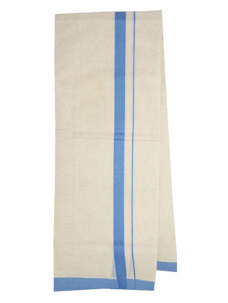 fancy blue border cream dhoti - pab1310449 - ekm