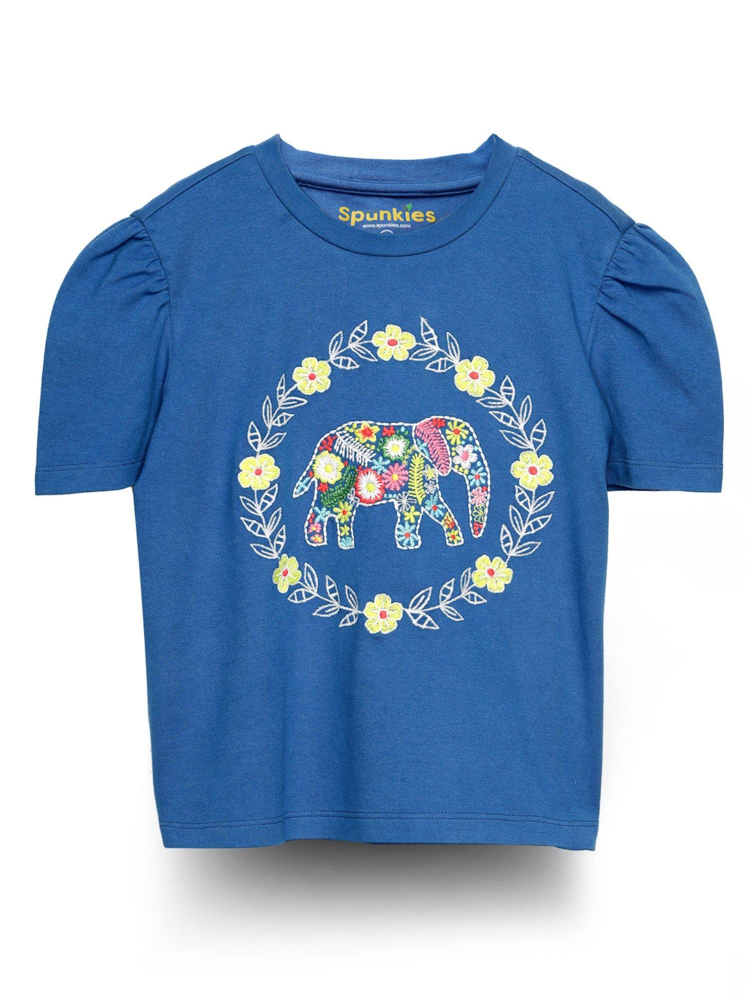 fancy blue cotton embroidered top