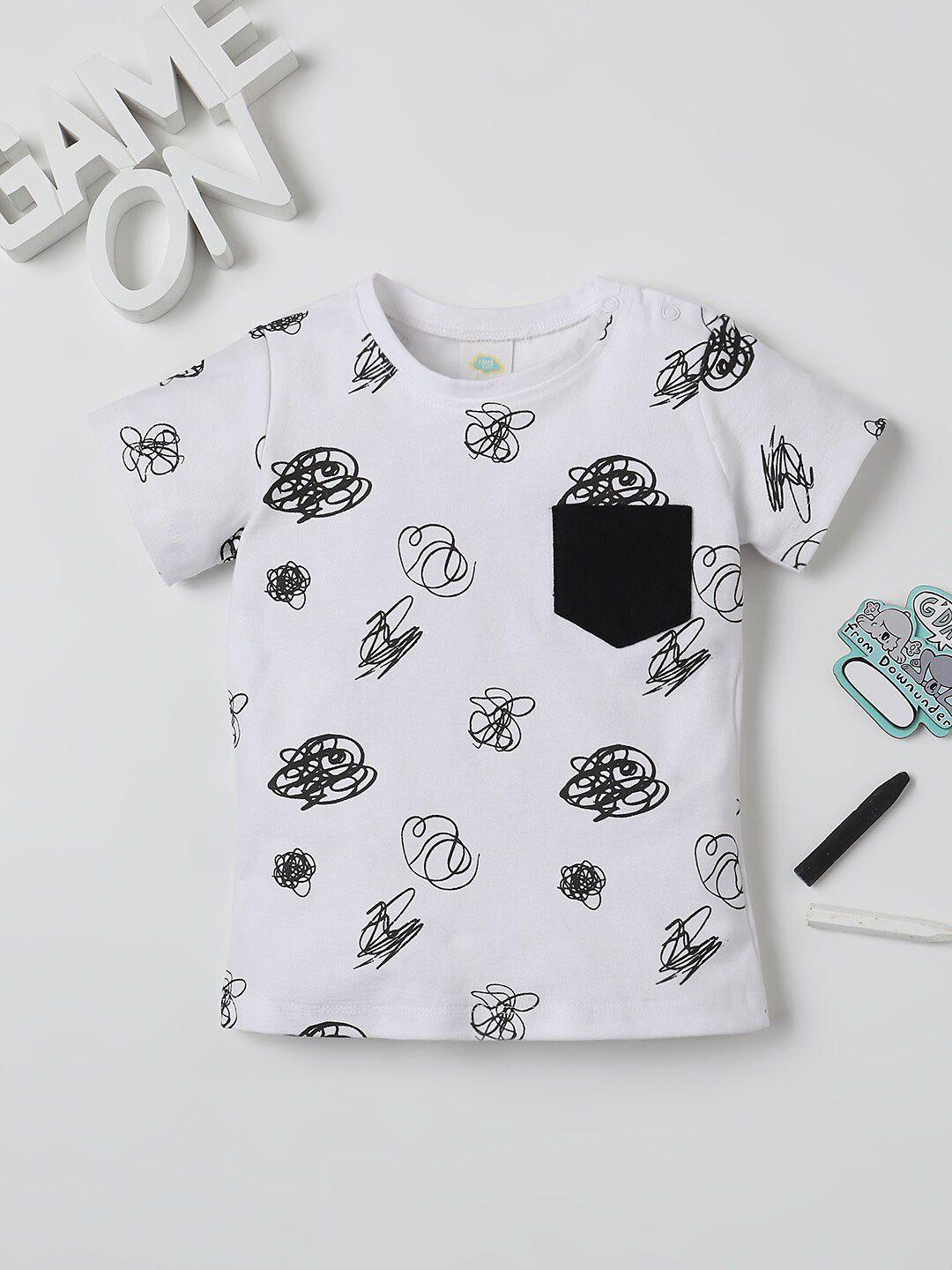 fancy fluff boys printed henley neck applique t-shirt