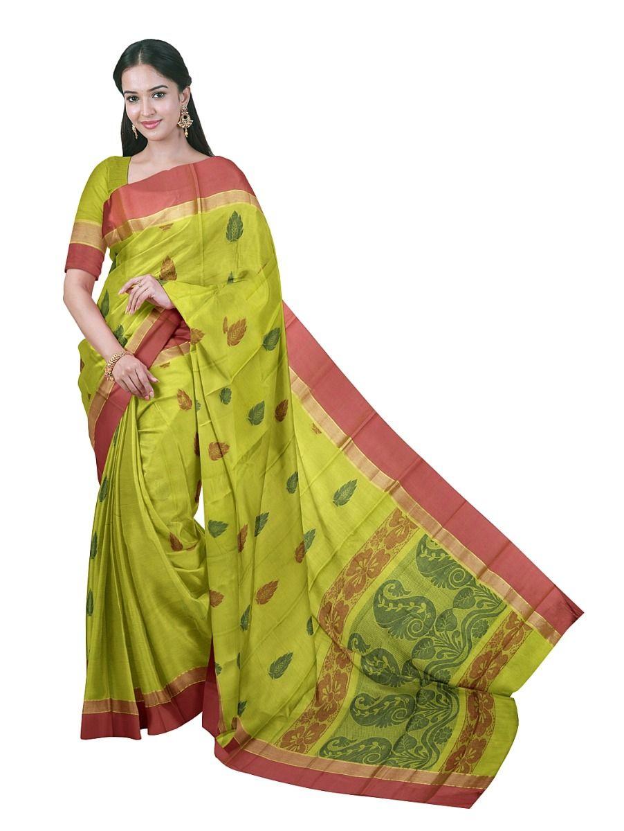 fancy kanchi cotton green saree - ple5819146