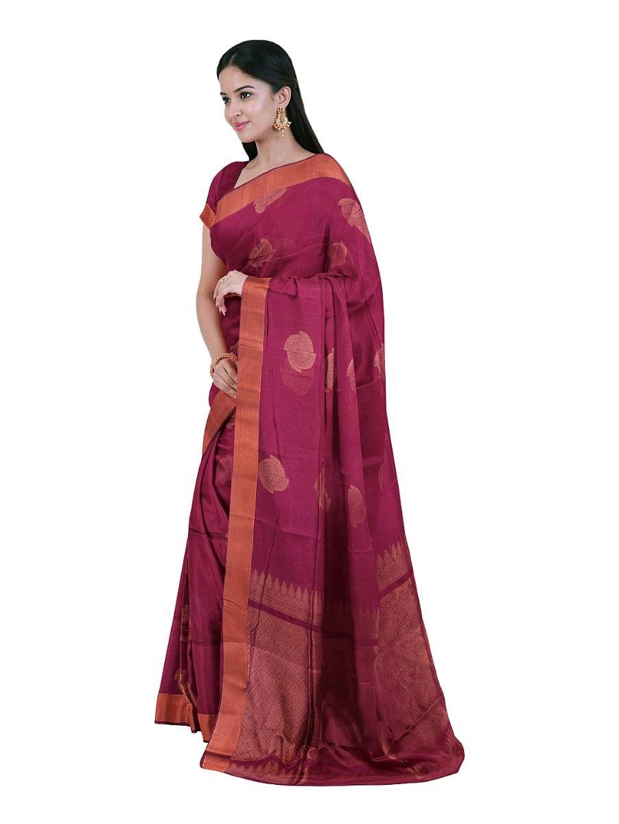 fancy kota cotton maroon saree - pia0226589