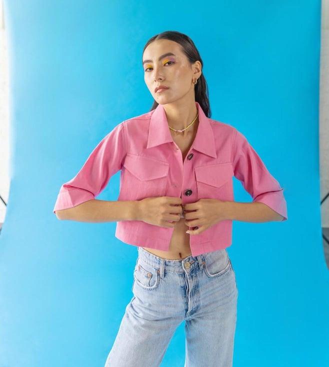 fancy pastels pink ninety amy crop shirt