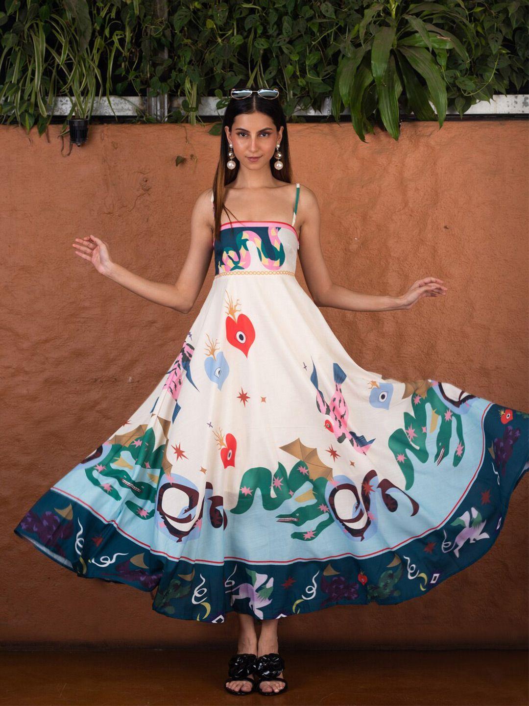 fancypants multicoloured floral print a-line dress