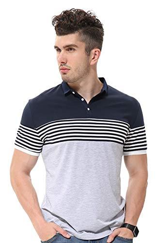 fanideaz branded mens cotton striped polo collar tshirts for men_gy_l grey