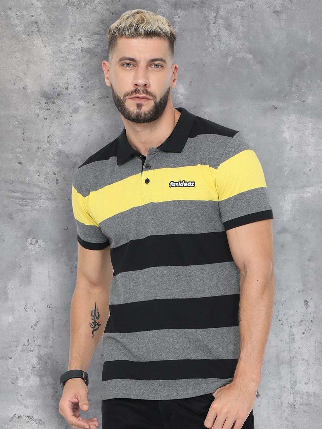 fanideaz colorblocked polo collar pure cotton t-shirt