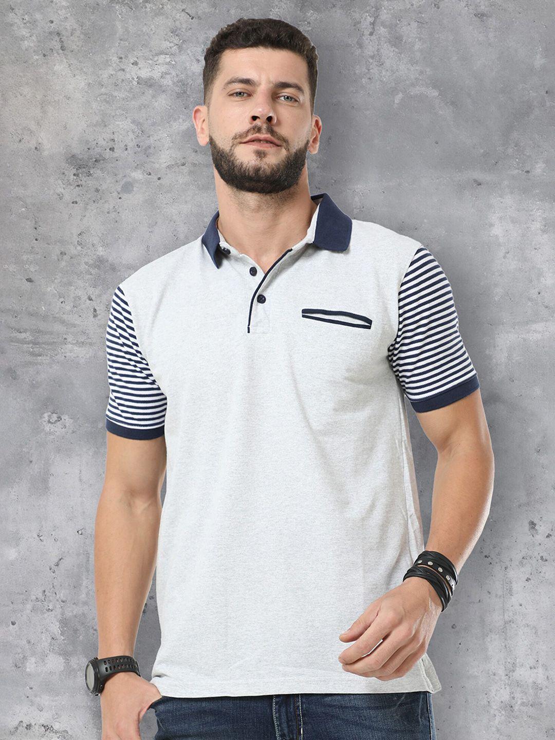 fanideaz colourblocked polo collar pocket cotton t-shirt