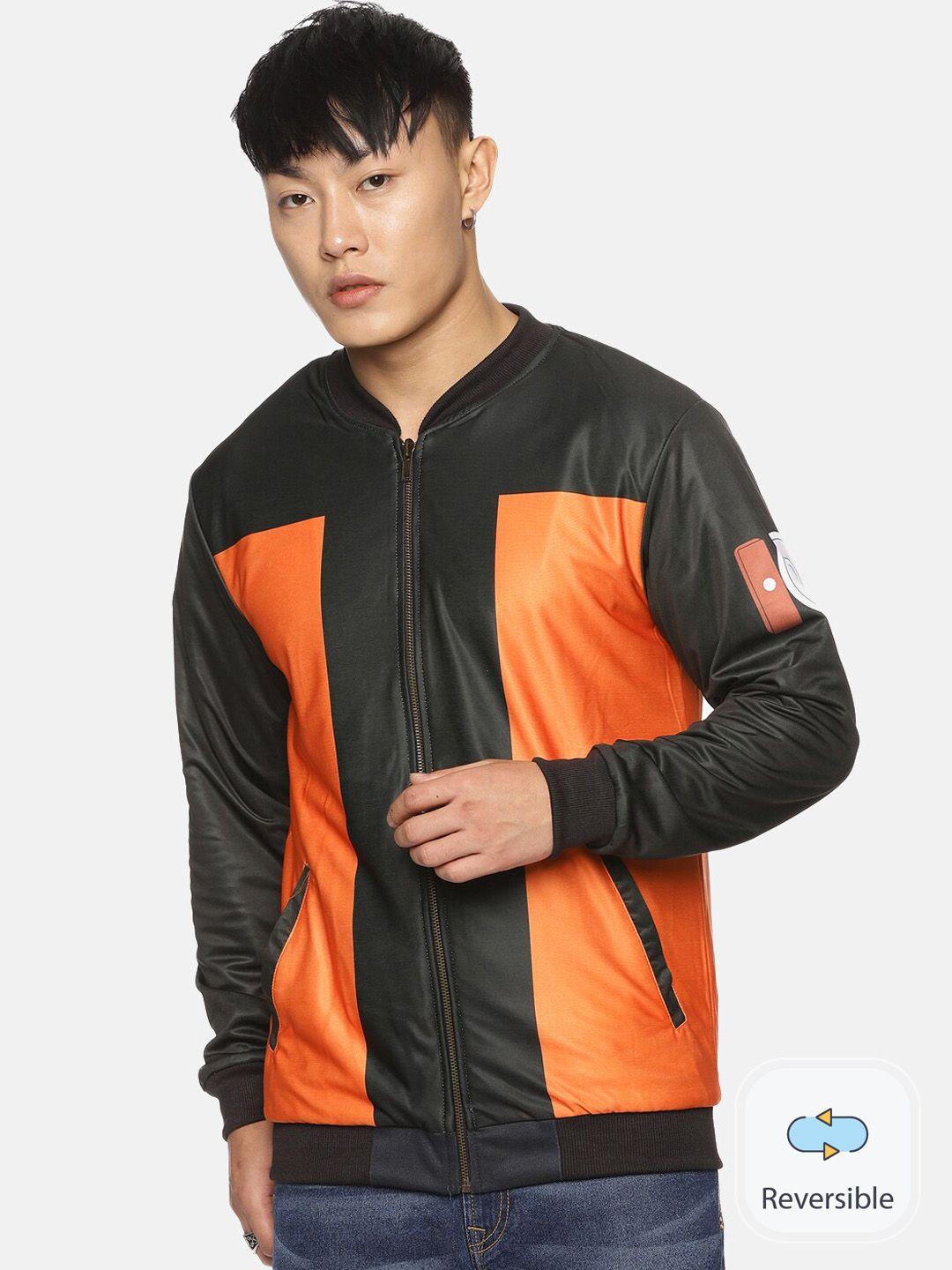 fans army naruto colourblocked stand collar reversible bomber jacket