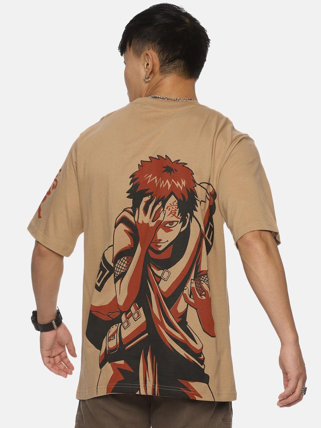 fans army naruto printed pure cotton oversized t-shirt