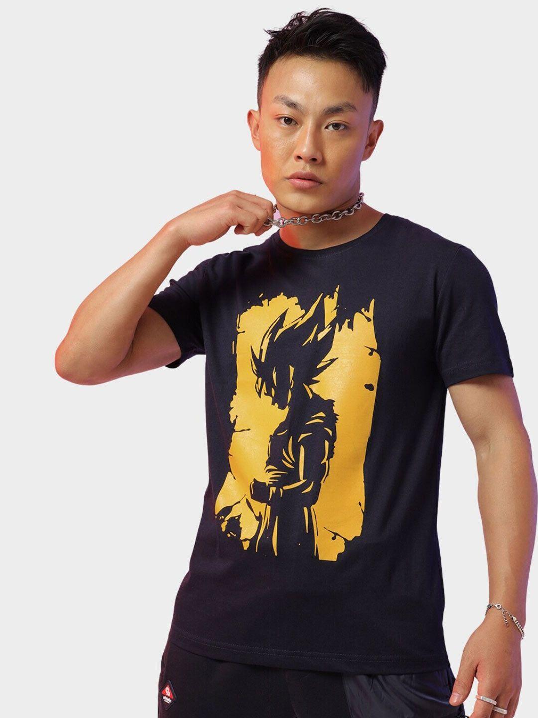 fans army dragon ball z goku fire anime printed round neck pure cotton t-shirt