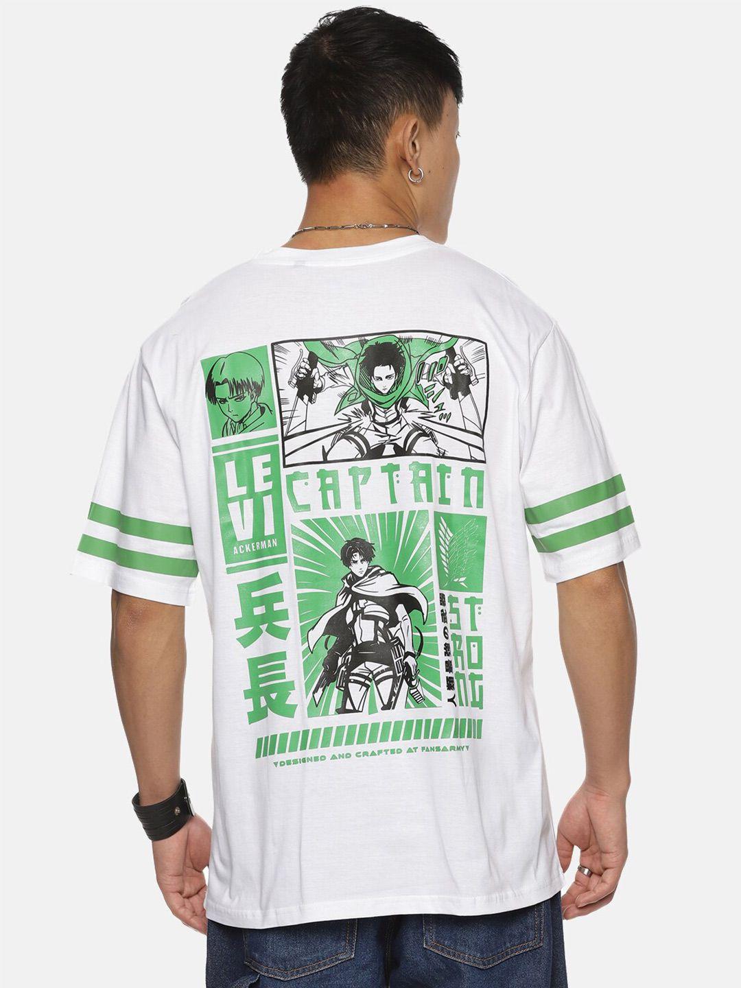 fans army graphic printed pure cotton oversized t-shirt