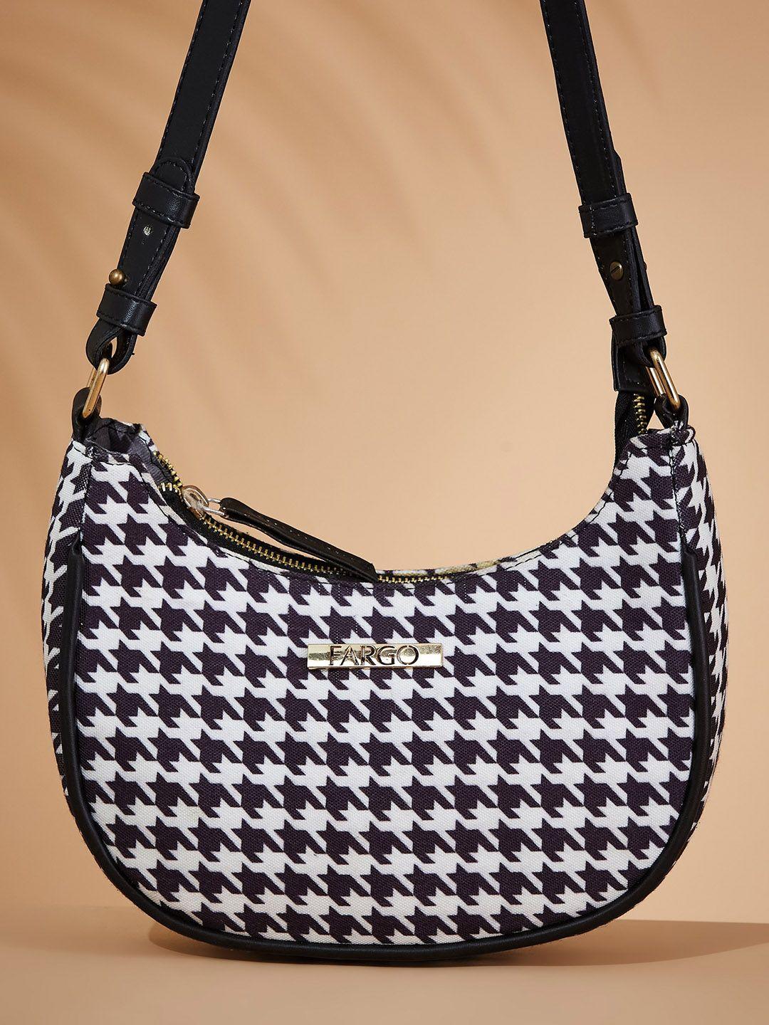 fargo multicoloured geometric printed structured hobo bag with cut work