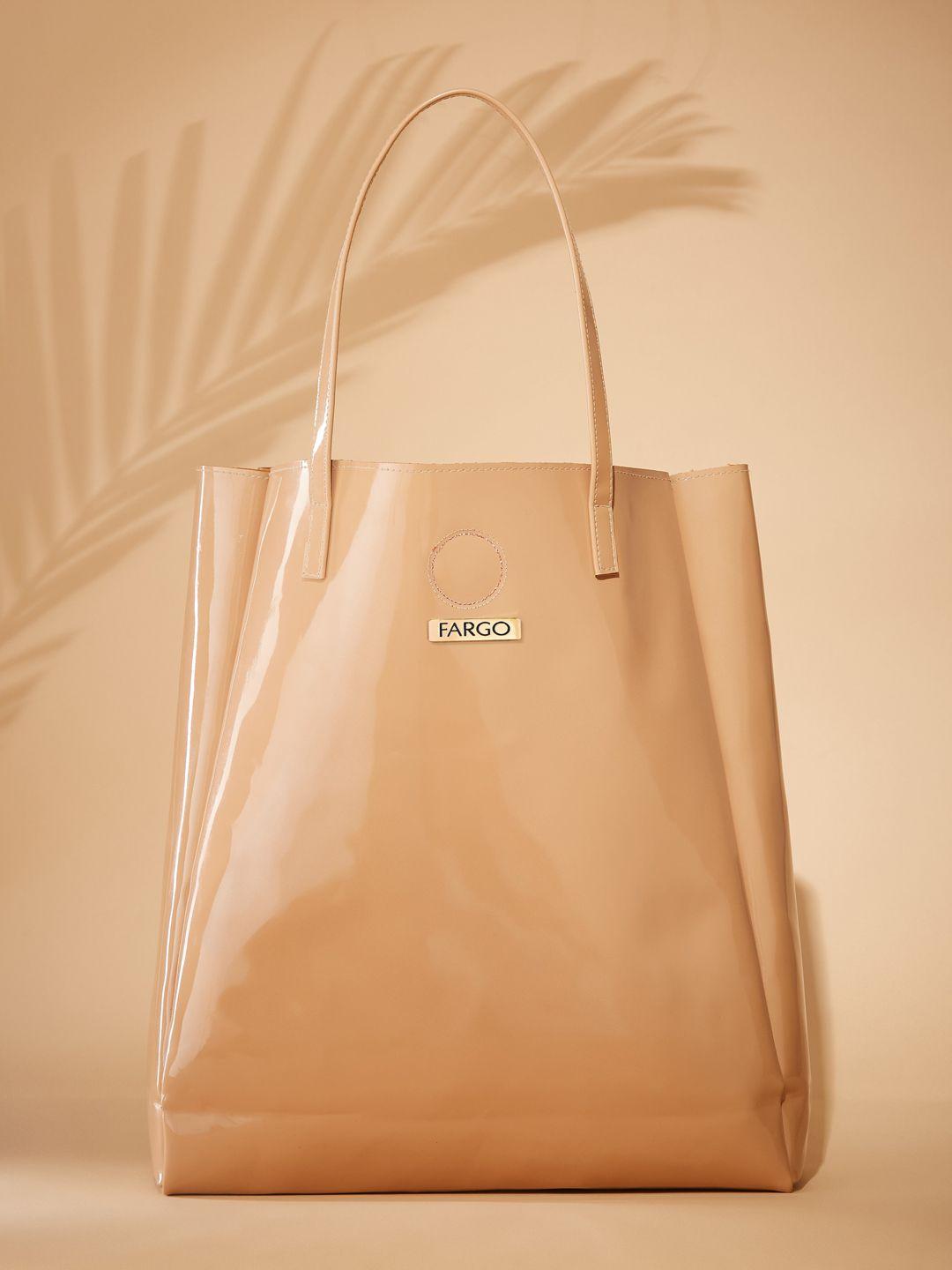 fargo beige pu oversized tote bag