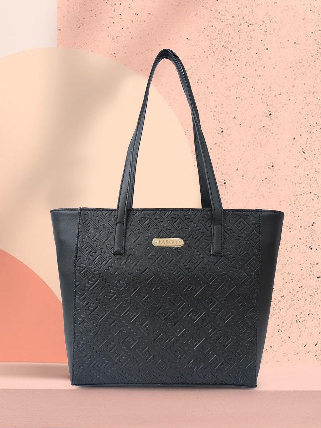 fargo black colourblocked oversized shopper shoulder bag with cut work