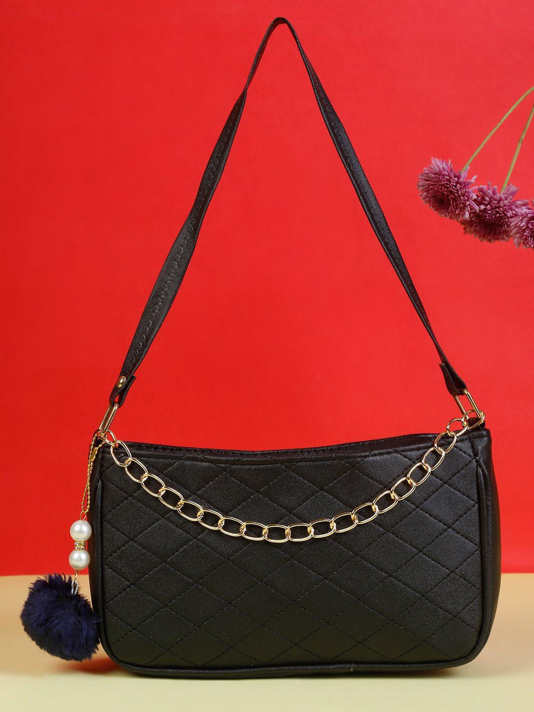 fargo black quilted handheld bag