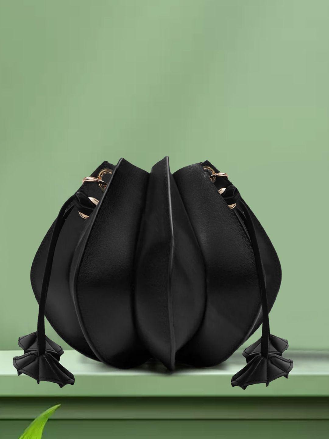 fargo black structured sling bag with tasselled