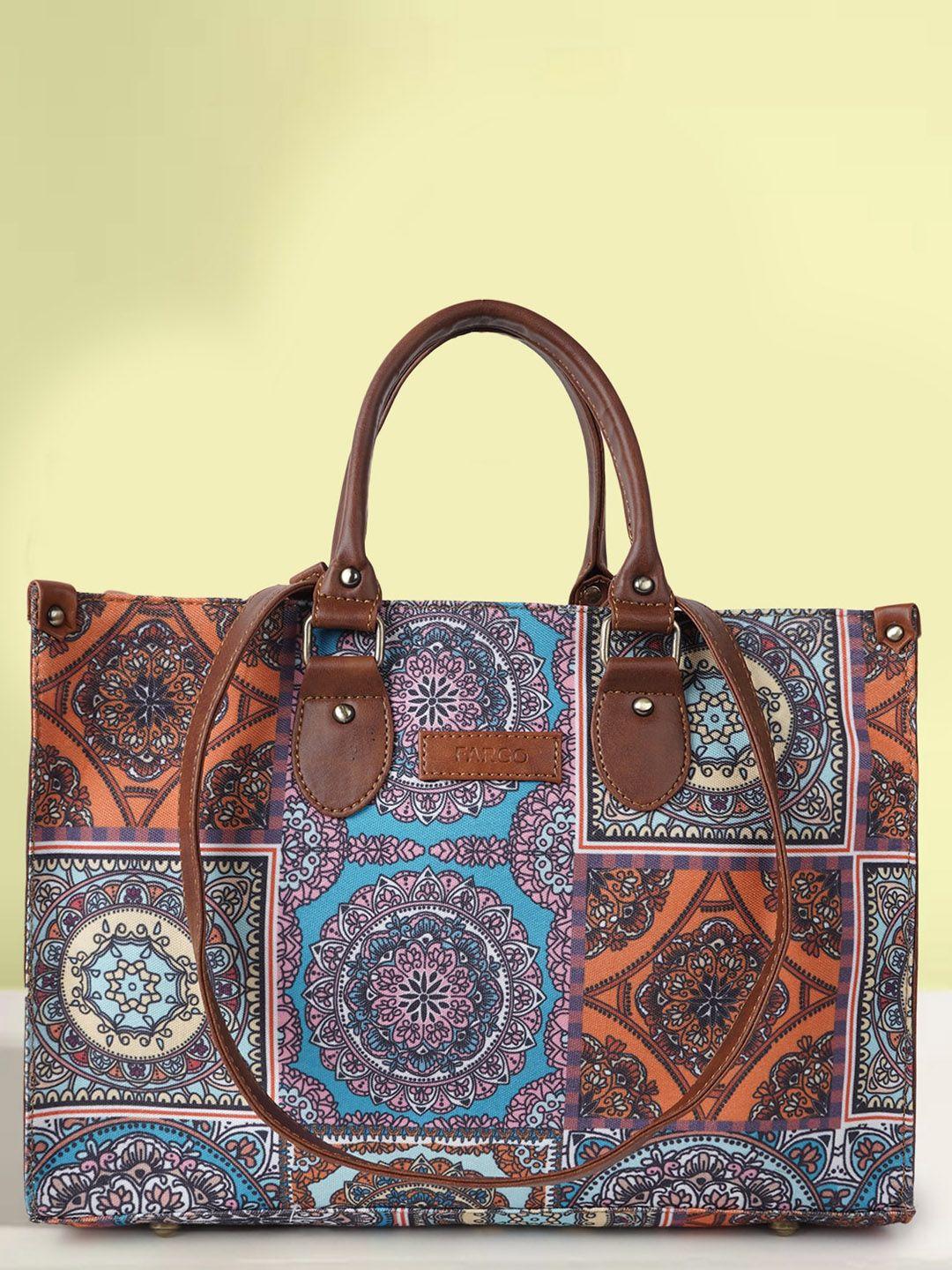 fargo ethnic motifs printed oversized shopper handheld bag