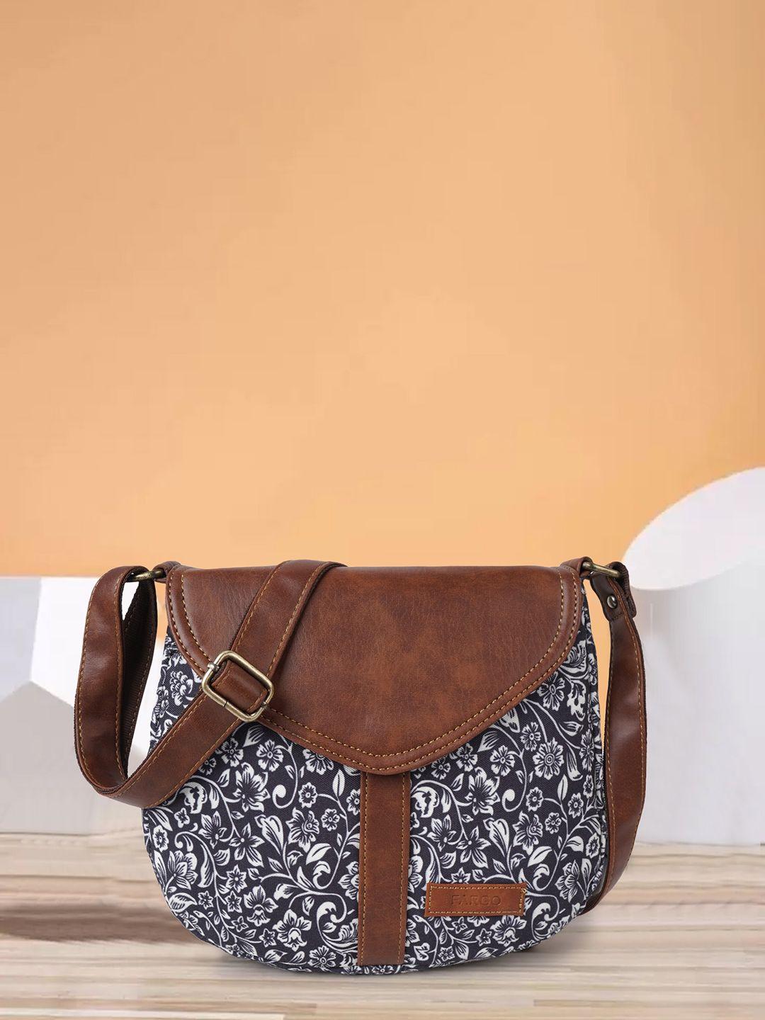 fargo floral printed structured canvas sling bag