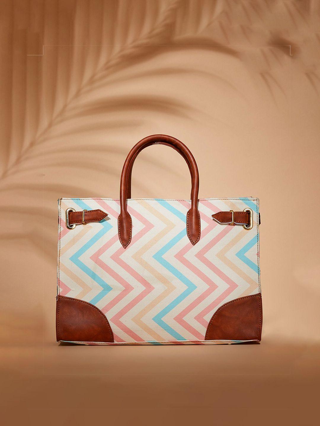 fargo geometric printed canvas laptop tote bag