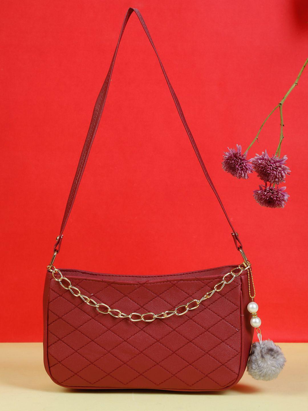 fargo maroon quilted handheld bag