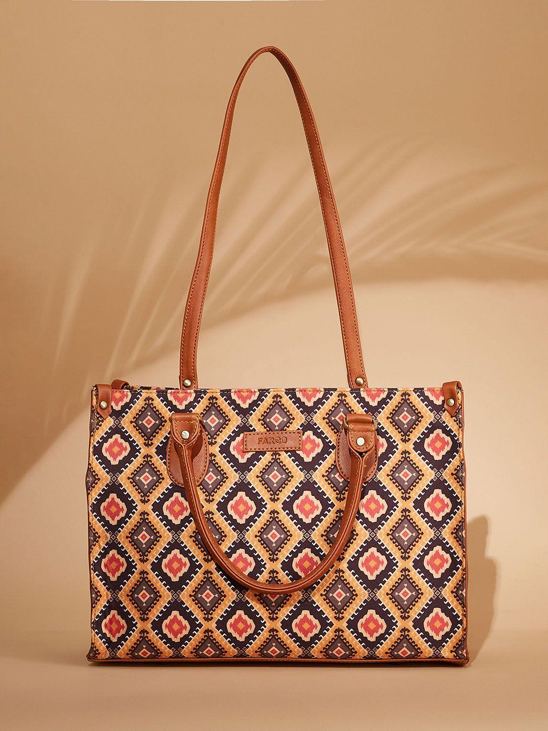 fargo multicoloured ethnic motifs printed oversized tote bag