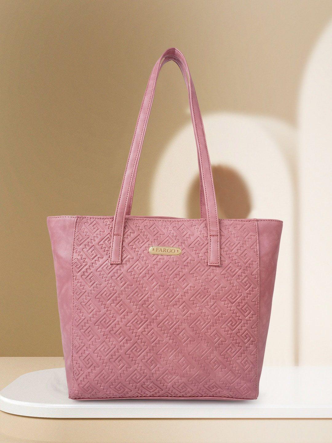 fargo pink colourblocked structured tote bag with tasselled