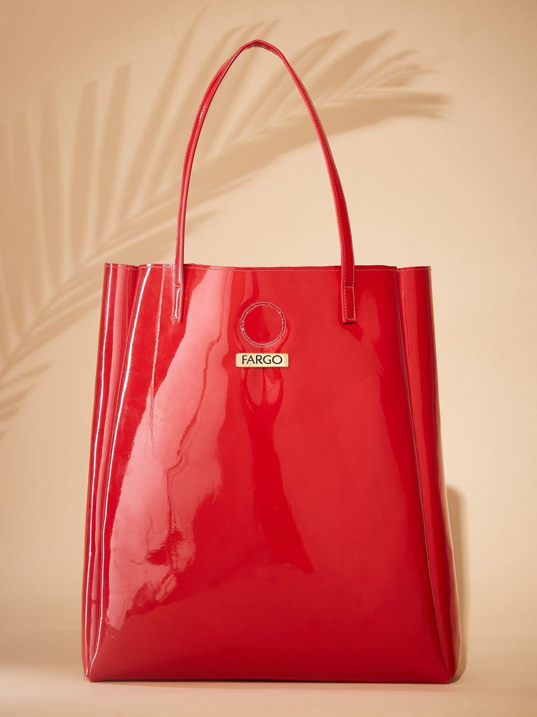 fargo red pu oversized tote bag