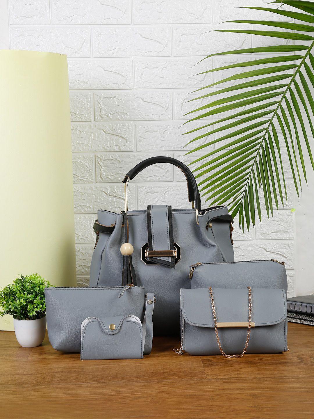 fargo set of 5 leather structured satchel with tasselled
