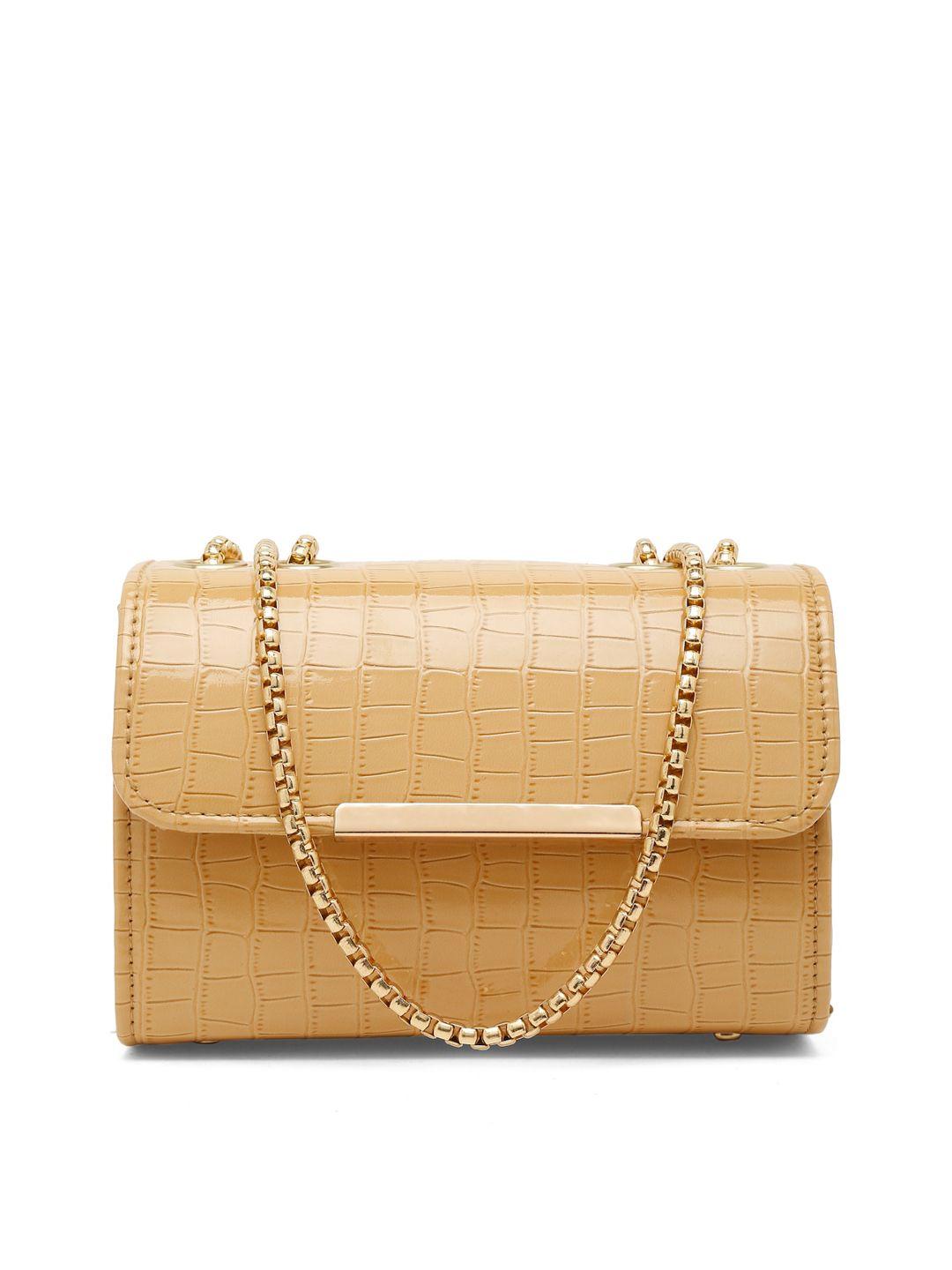 fargo yellow textured structured sling bag with fringed