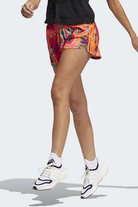 farm pacer sh printed polyester women's active wear shorts - red