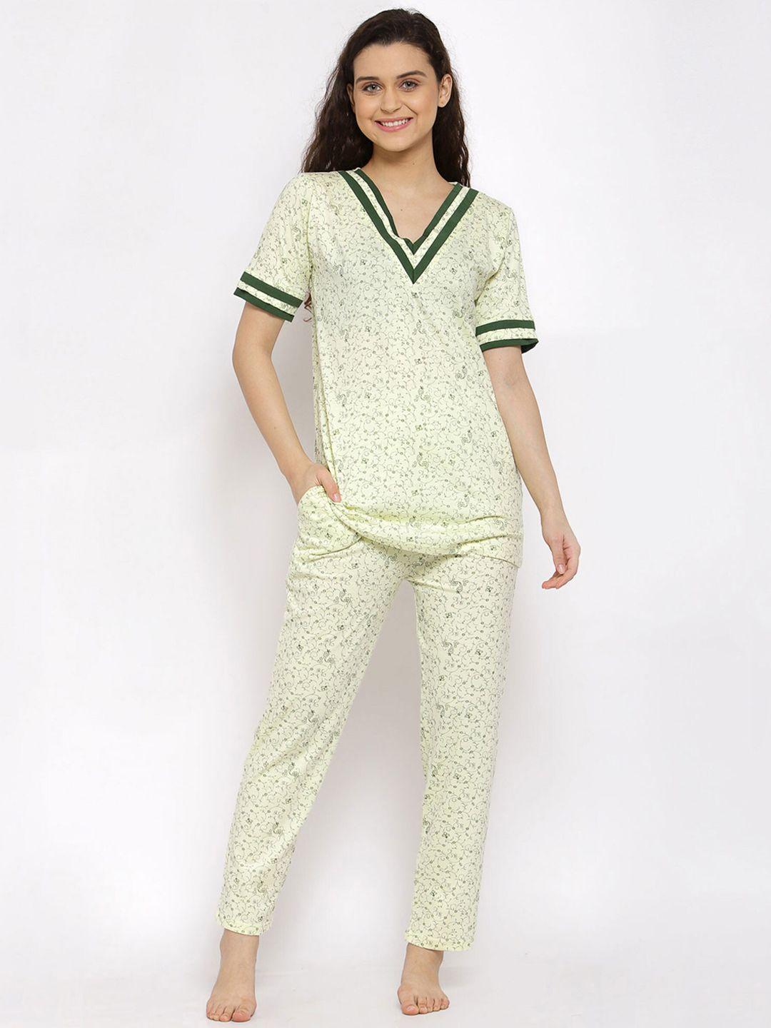fasense women green floral pyjama set