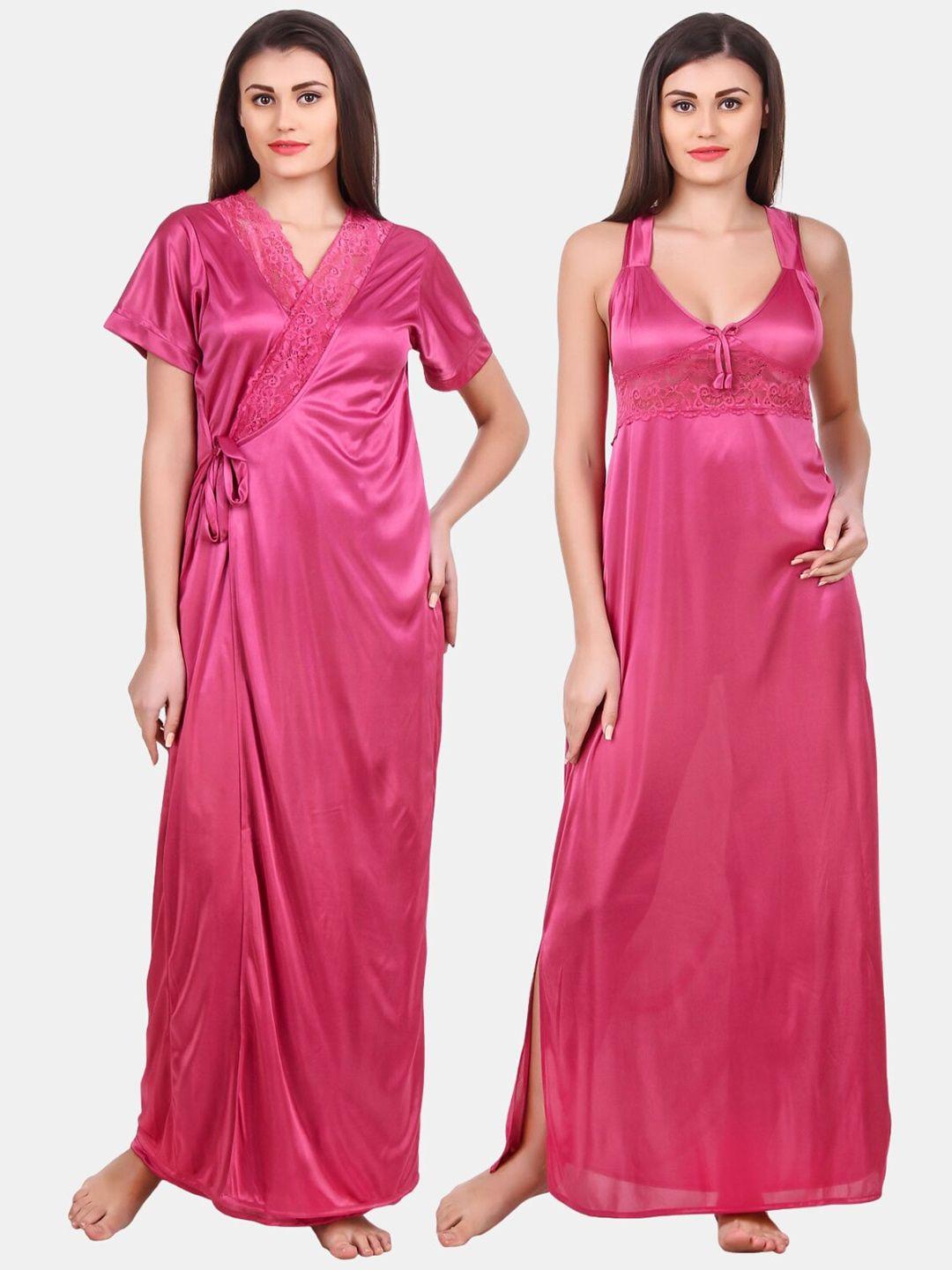 fasense 2 piece satin maxi nightdress with robe